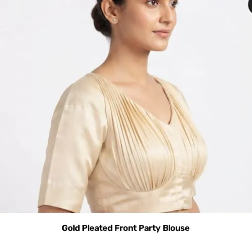 Gold Pleated Front Party Blouse 2