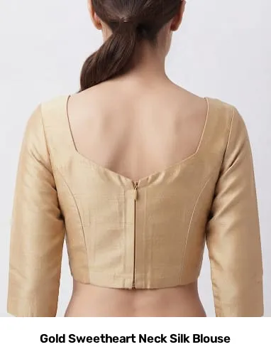 Gold Sweetheart Neck Silk Blouse 2