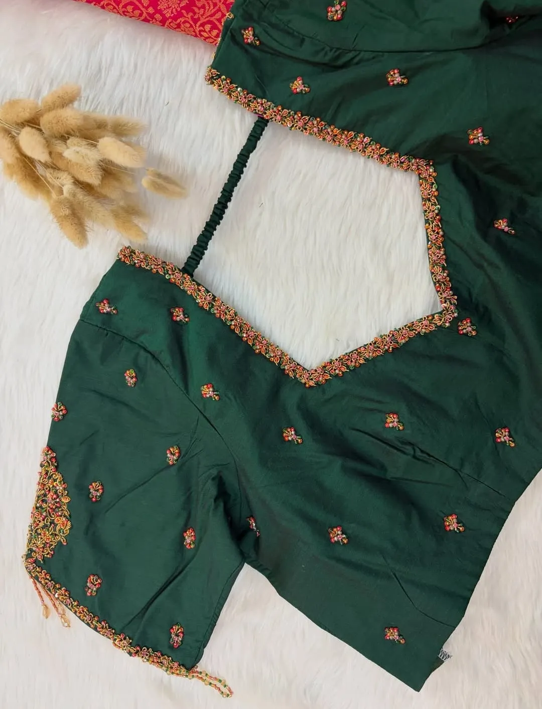 Green Maggam Work Blouse