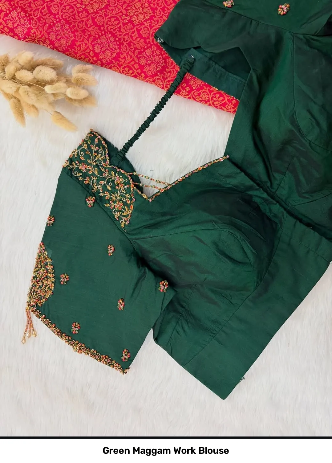 Green Maggam Work Blouse 2