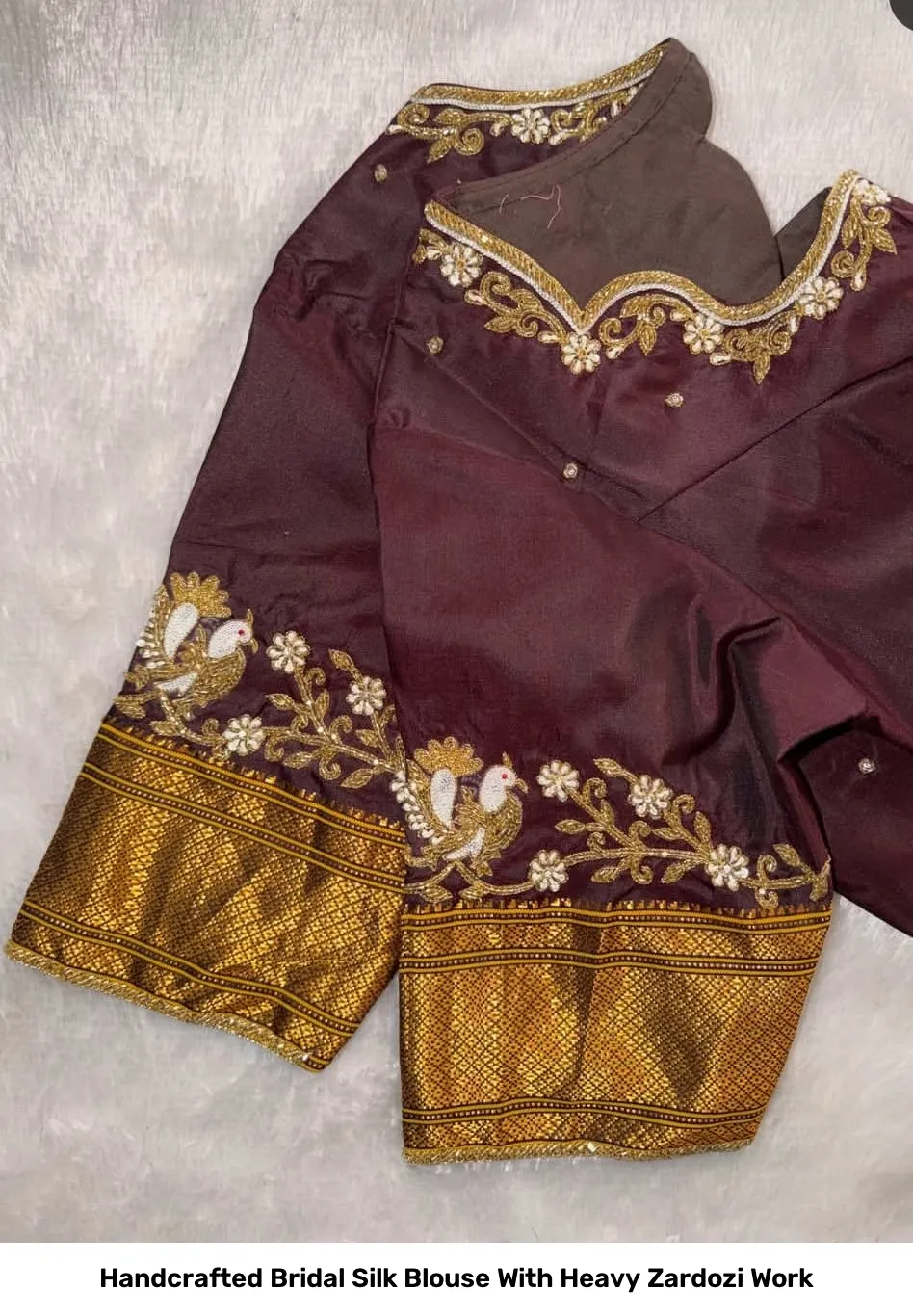 Handcrafted Bridal Silk Blouse With Heavy Zardozi Work 3