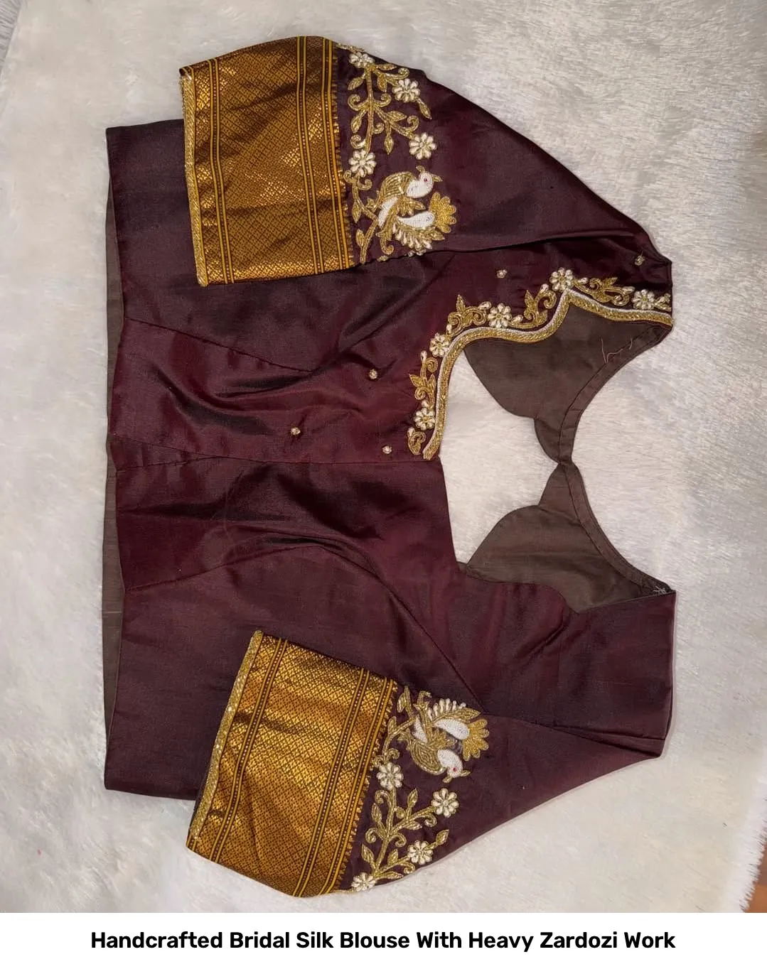 Handcrafted Bridal Silk Blouse With Heavy Zardozi Work 4