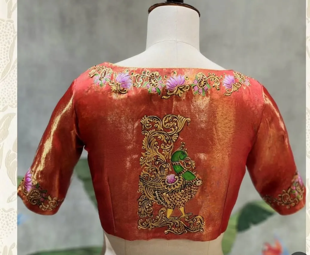 Handcrafted Peacock Motif Silk Party Wear Blouse