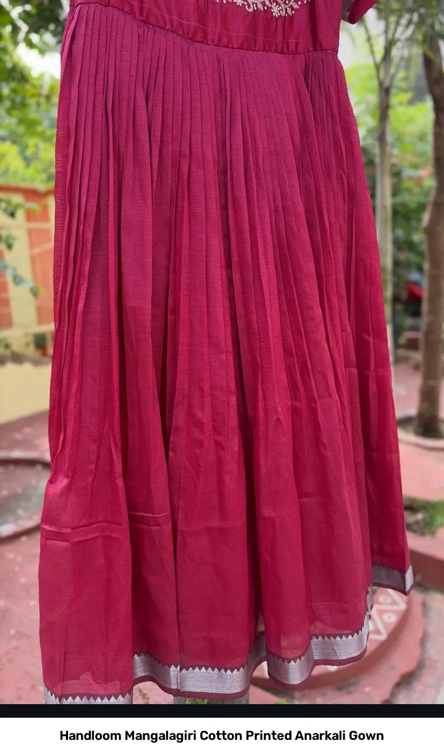 Handloom Mangalagiri Cotton Printed Anarkali Gown 2