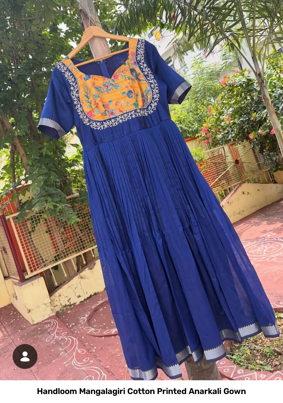Handloom Mangalagiri Cotton Printed Anarkali Gown 3