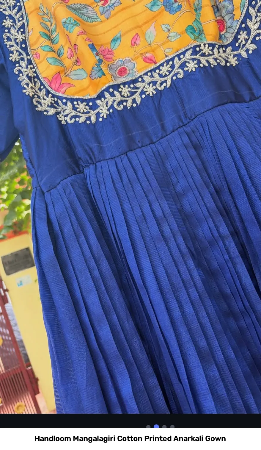 Handloom Mangalagiri Cotton Printed Anarkali Gown 4