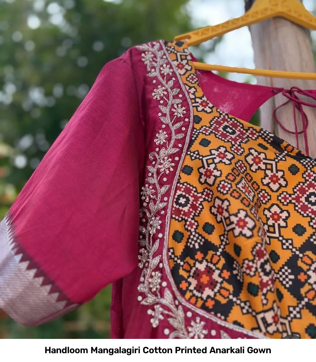 Handloom Mangalagiri Cotton Printed Anarkali Gown 5