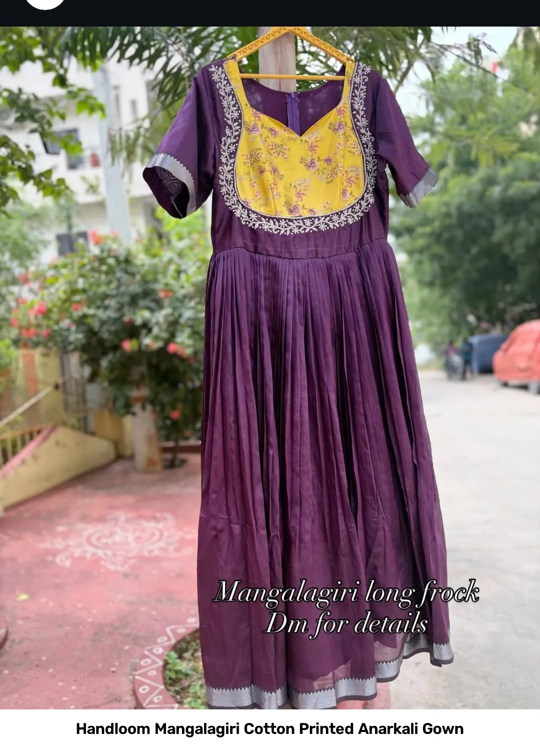 Handloom Mangalagiri Cotton Printed Anarkali Gown 8