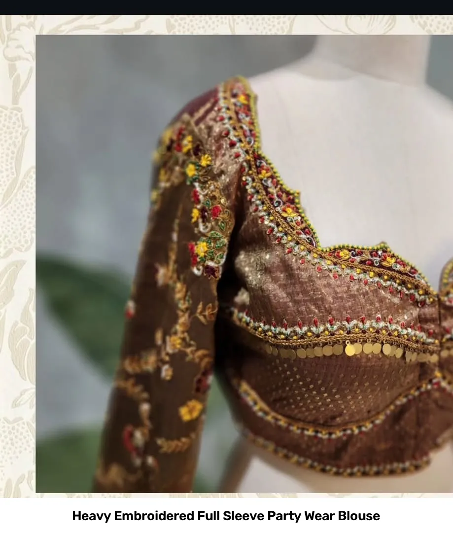 Heavy Embroidered Full Sleeve Party Wear Blouse 2