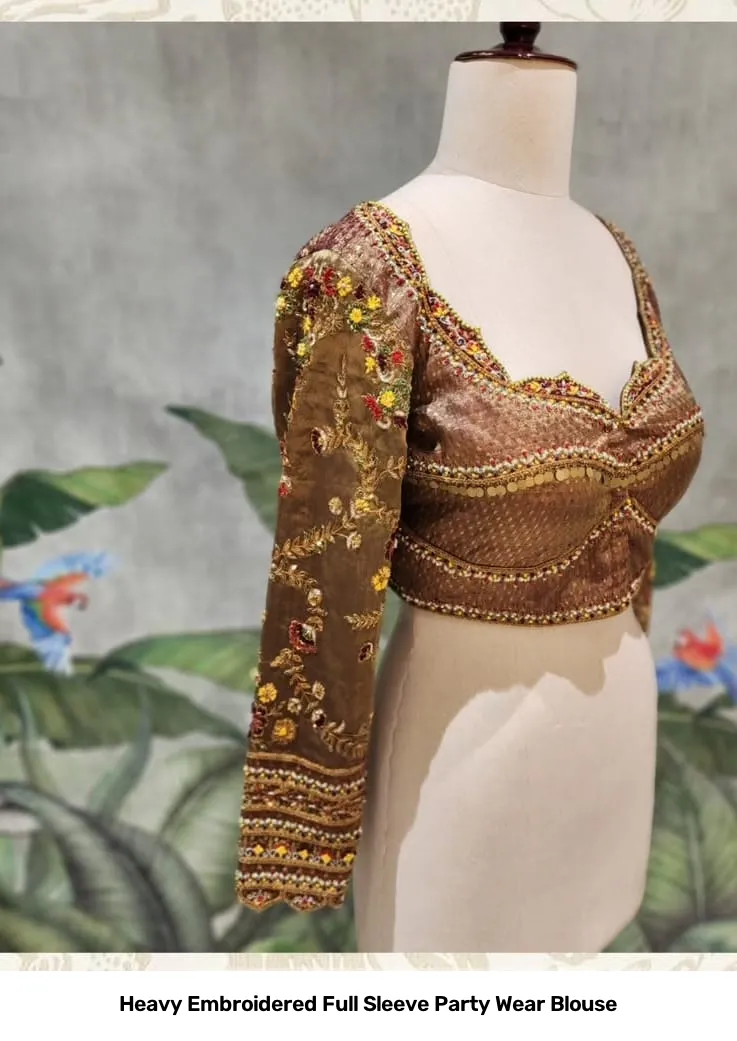Heavy Embroidered Full Sleeve Party Wear Blouse 3