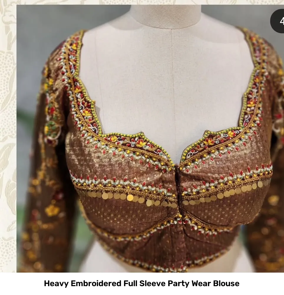Heavy Embroidered Full Sleeve Party Wear Blouse 4