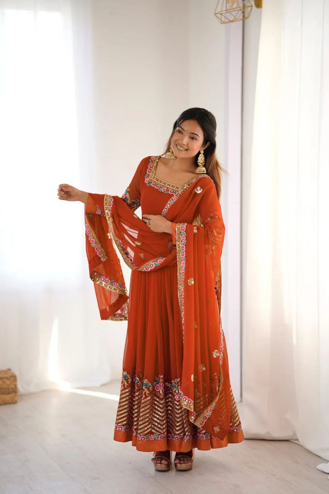 Heavy Georgette Sequence Embroidered Anarkali Suit Set