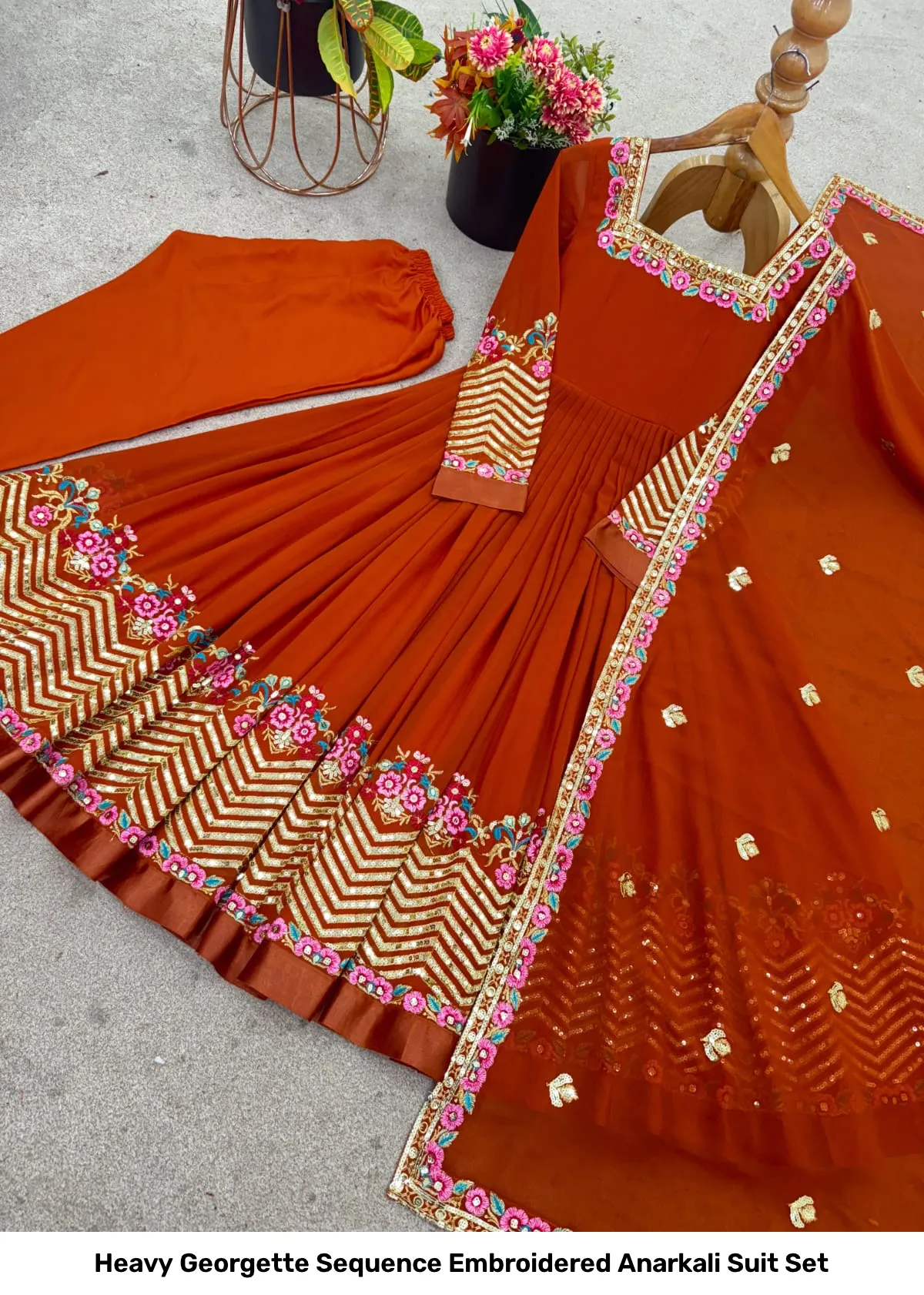 Heavy Georgette Sequence Embroidered Anarkali Suit Set 10