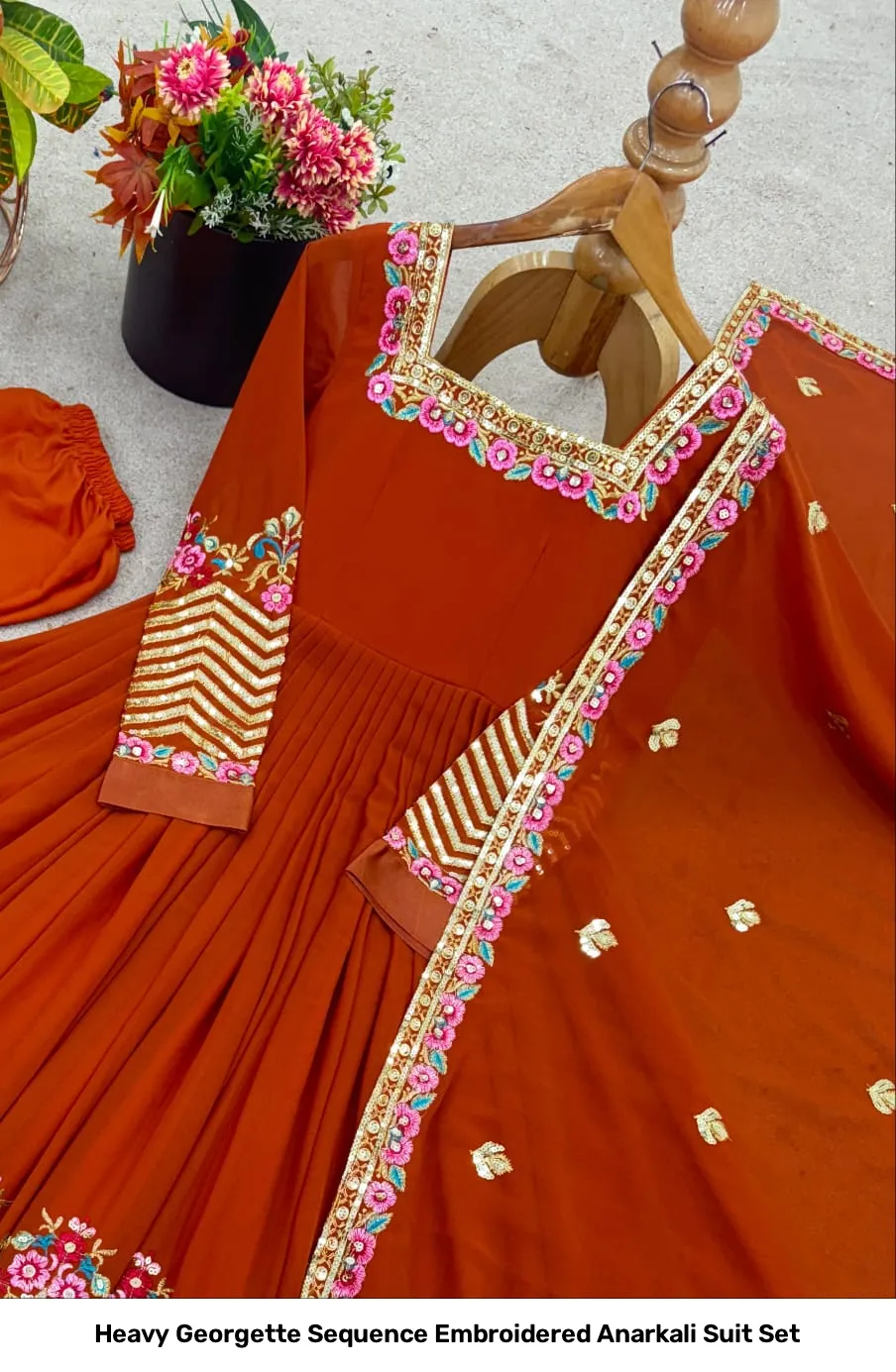 Heavy Georgette Sequence Embroidered Anarkali Suit Set 12