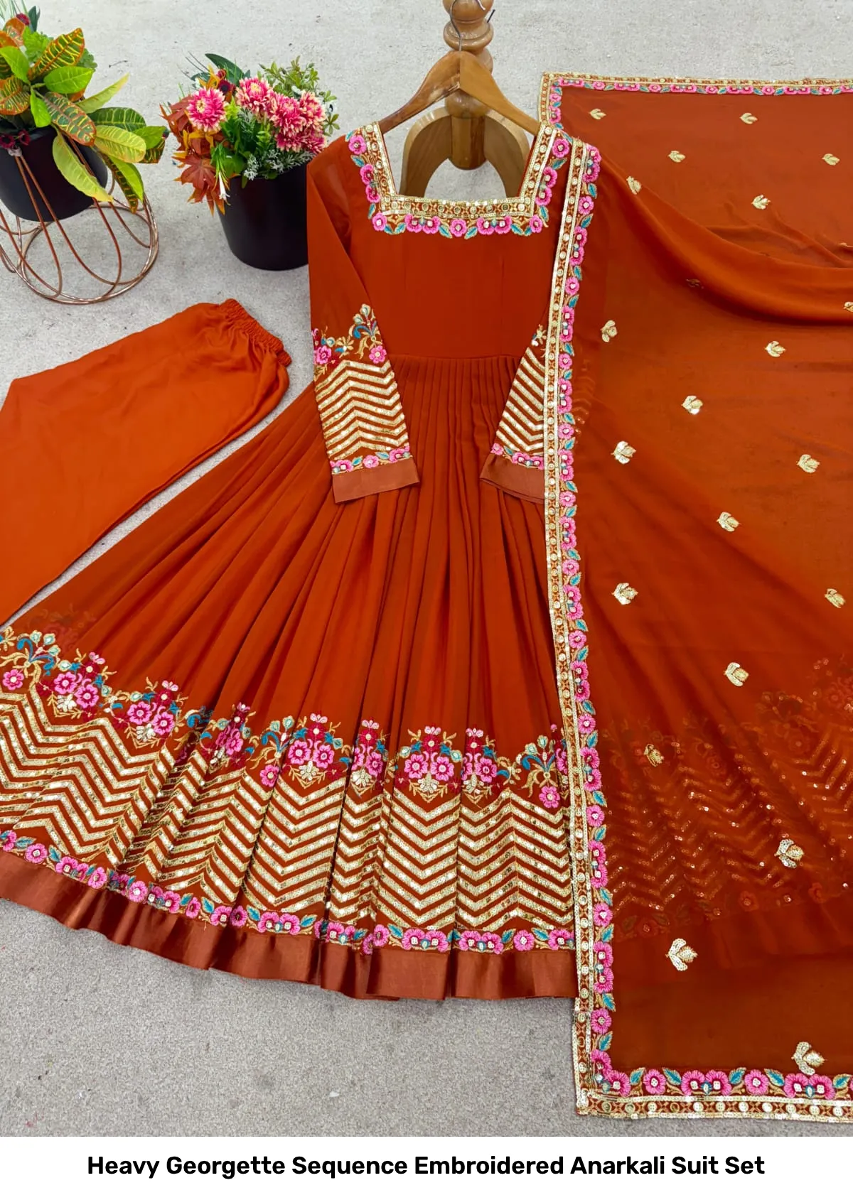 Heavy Georgette Sequence Embroidered Anarkali Suit Set 2