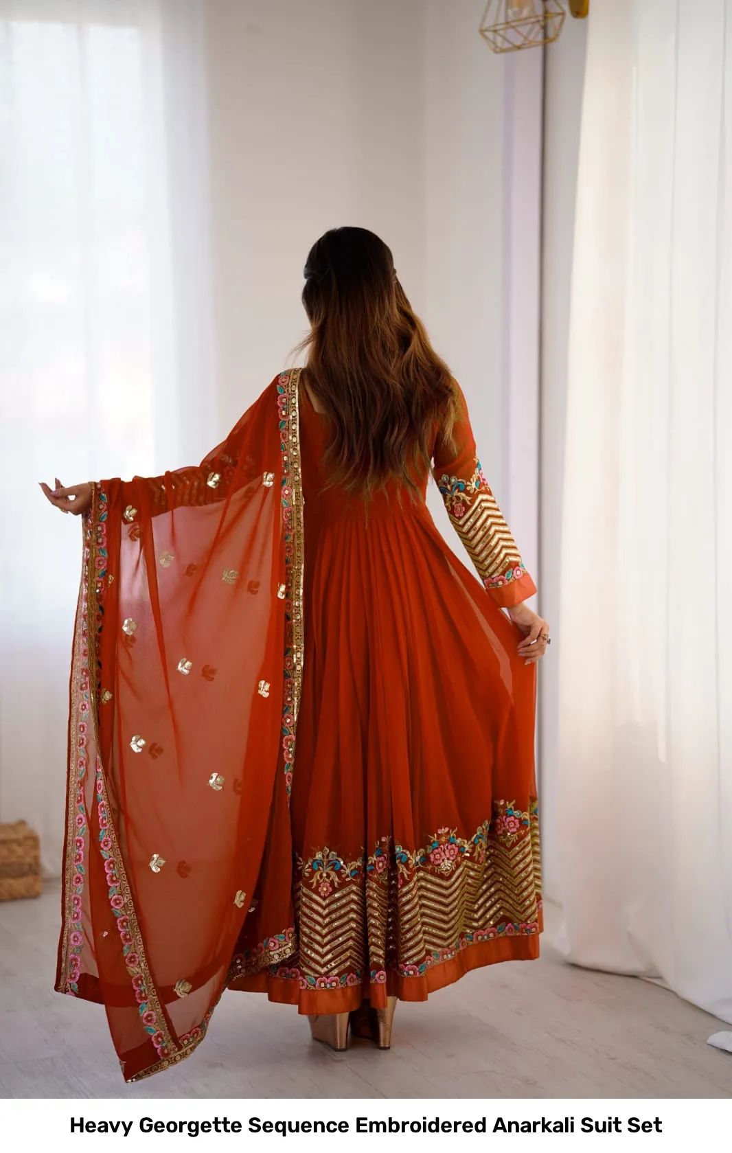 Heavy Georgette Sequence Embroidered Anarkali Suit Set 3
