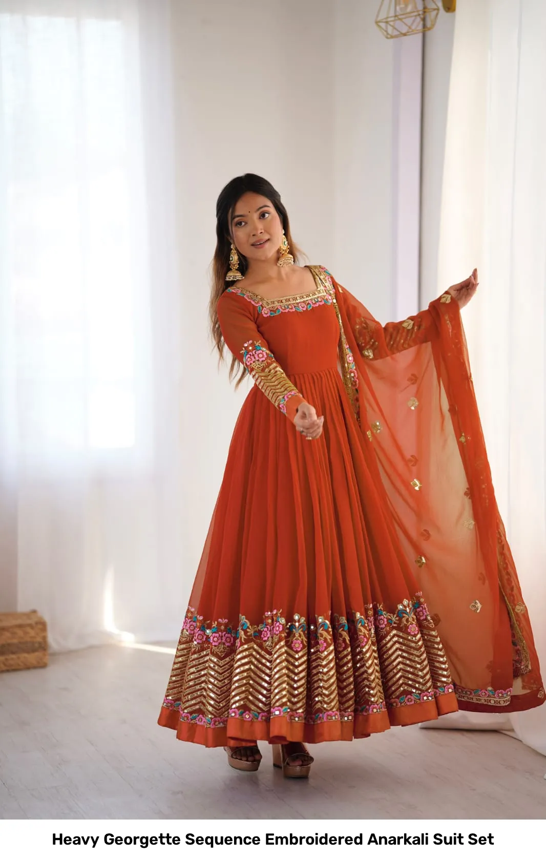 Heavy Georgette Sequence Embroidered Anarkali Suit Set 5