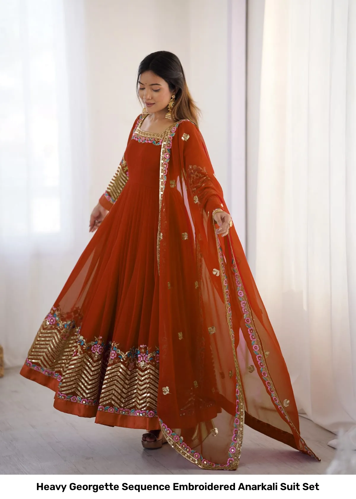 Heavy Georgette Sequence Embroidered Anarkali Suit Set 7