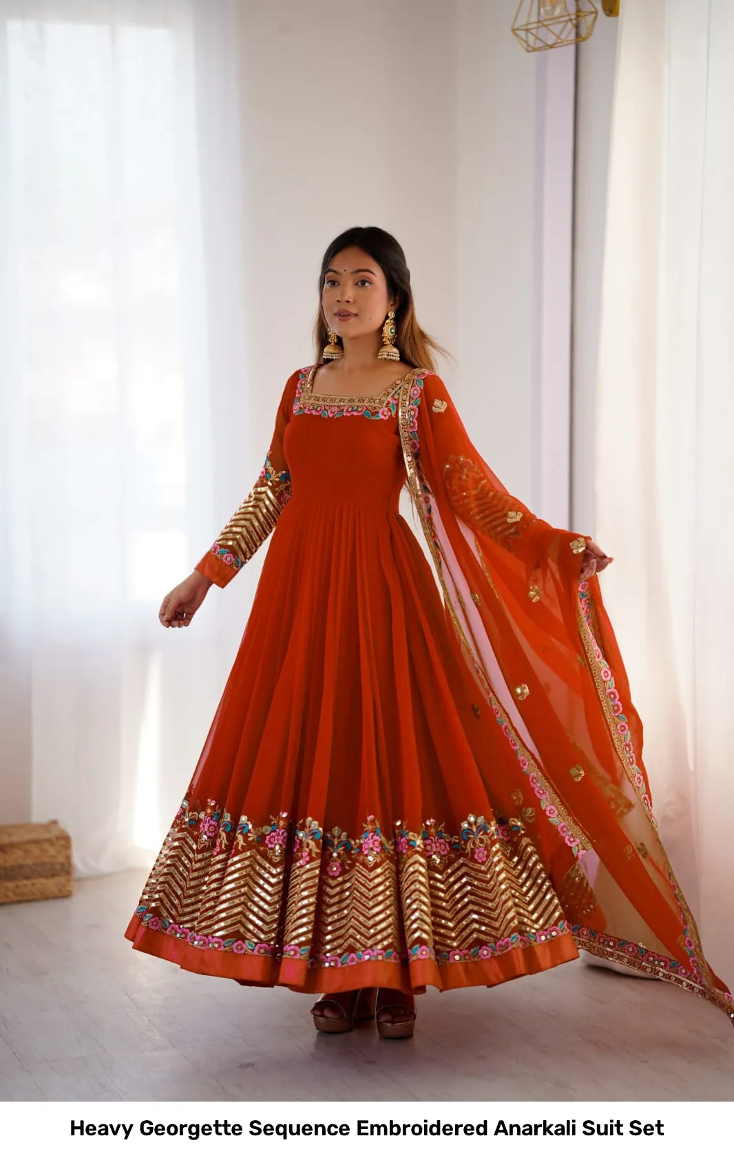 Heavy Georgette Sequence Embroidered Anarkali Suit Set 9