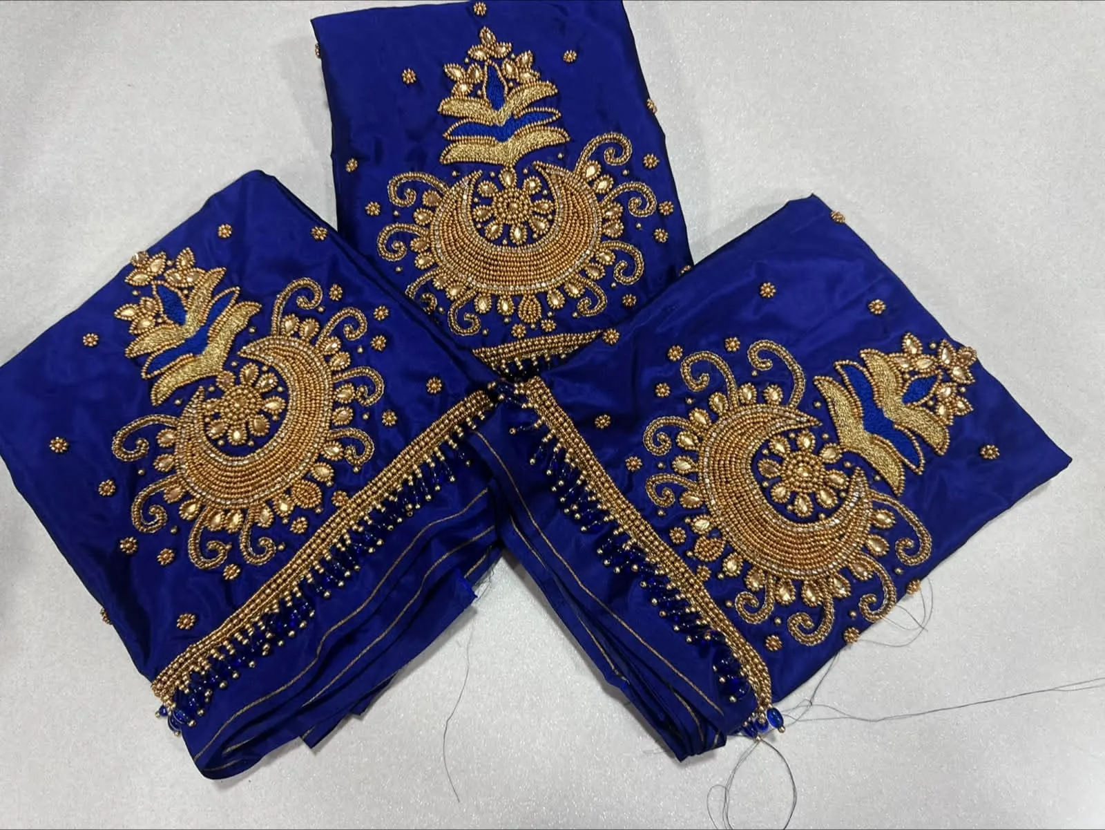 Heavy Maggam Work Blouse Piece with Hanging Beads