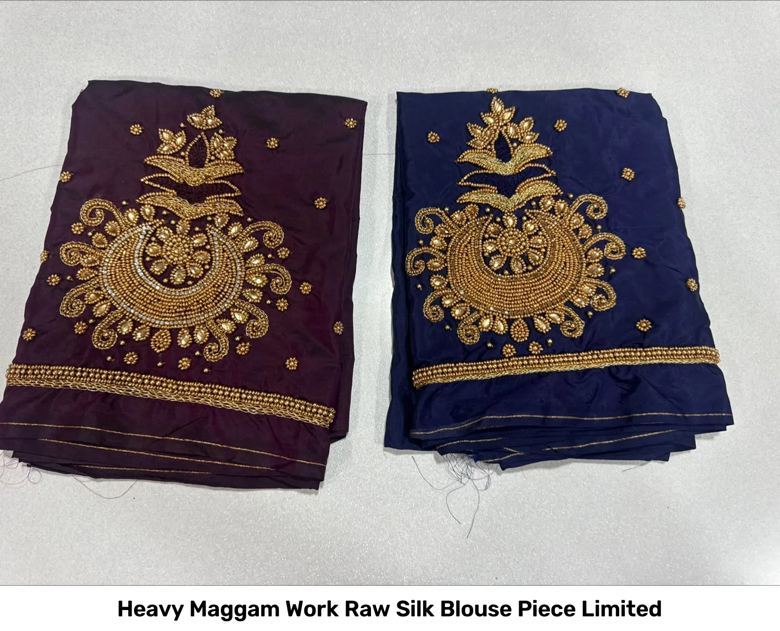 Heavy Maggam Work Raw Silk Blouse Piece Limited 3