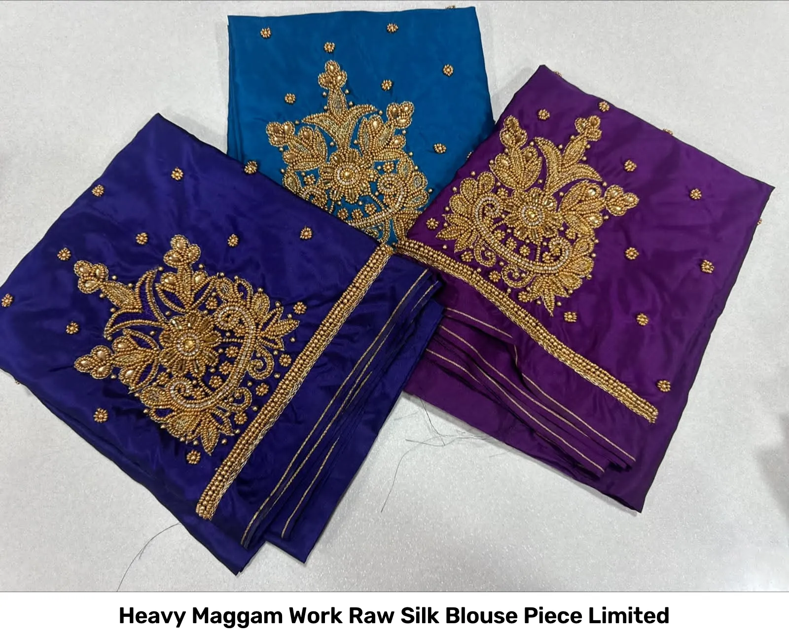 Heavy Maggam Work Raw Silk Blouse Piece Limited 4