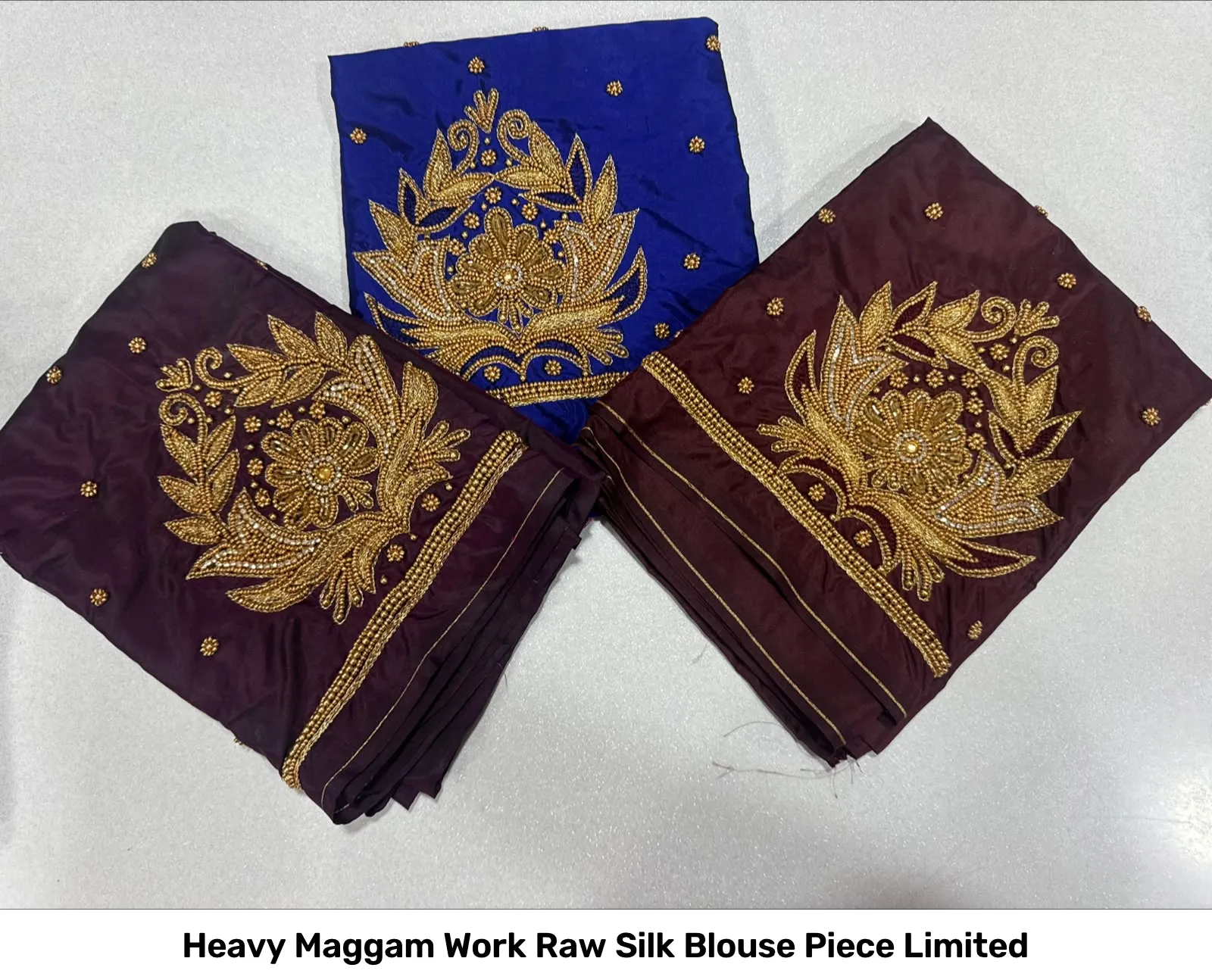 Heavy Maggam Work Raw Silk Blouse Piece Limited 5