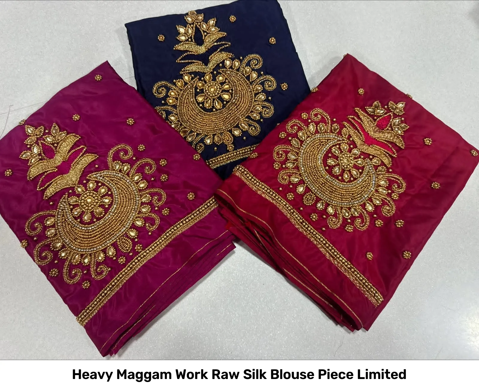 Heavy Maggam Work Raw Silk Blouse Piece Limited 6