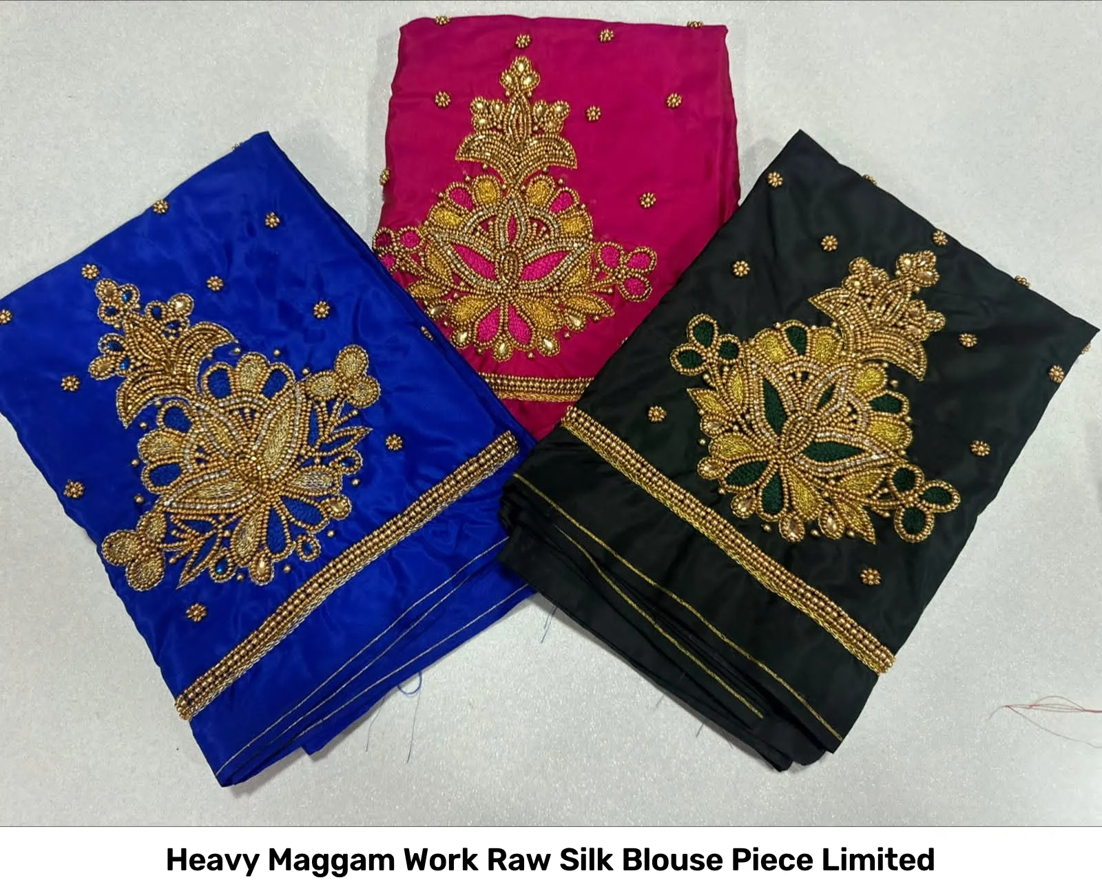 Heavy Maggam Work Raw Silk Blouse Piece Limited 7