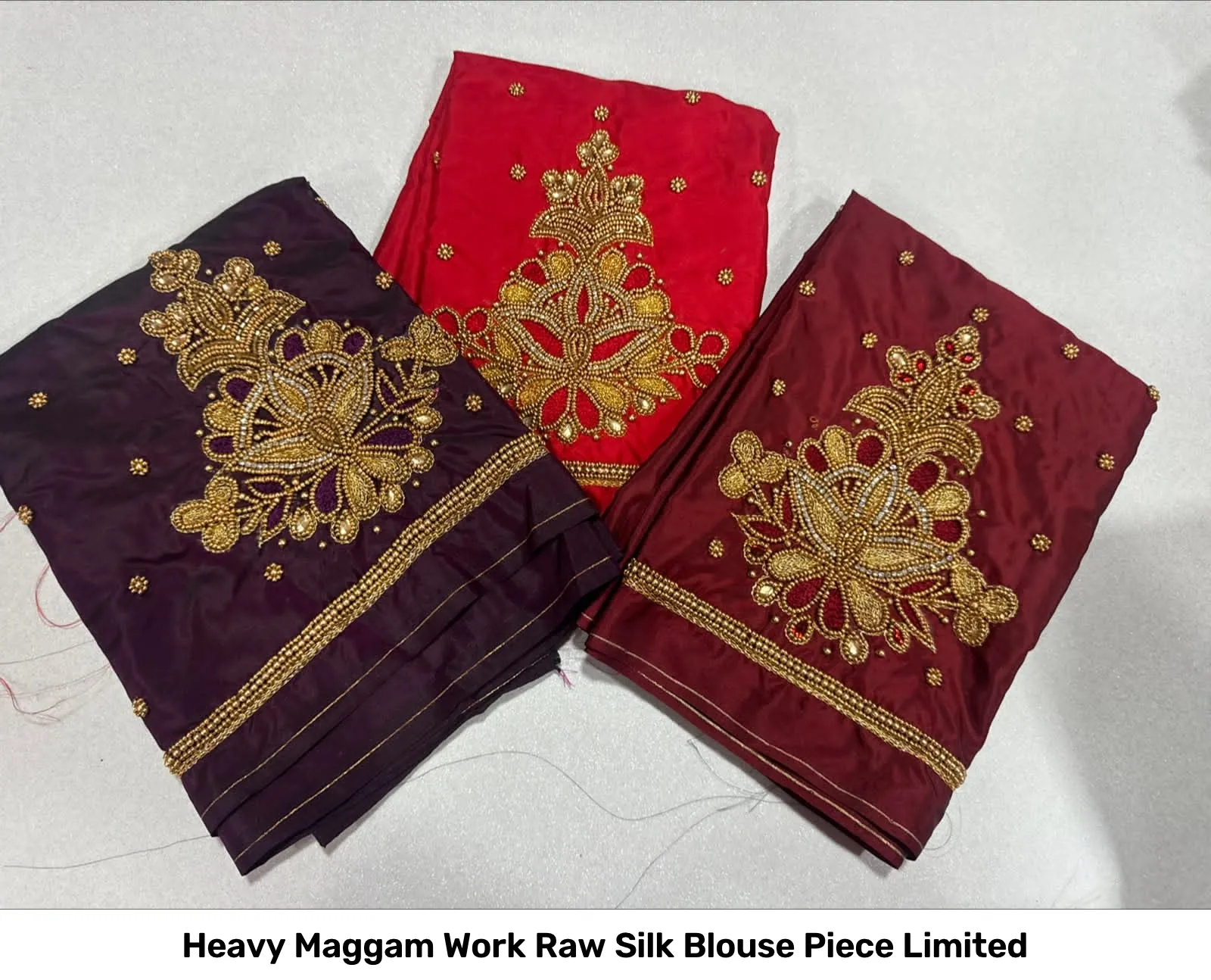Heavy Maggam Work Raw Silk Blouse Piece Limited 8