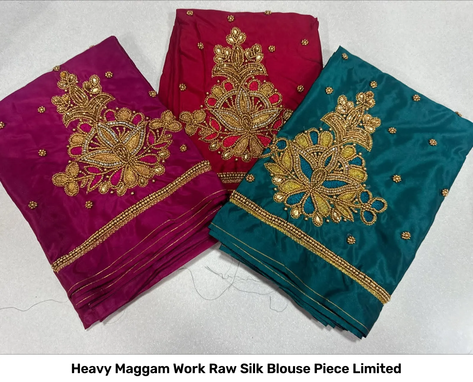 Heavy Maggam Work Raw Silk Blouse Piece Limited 9