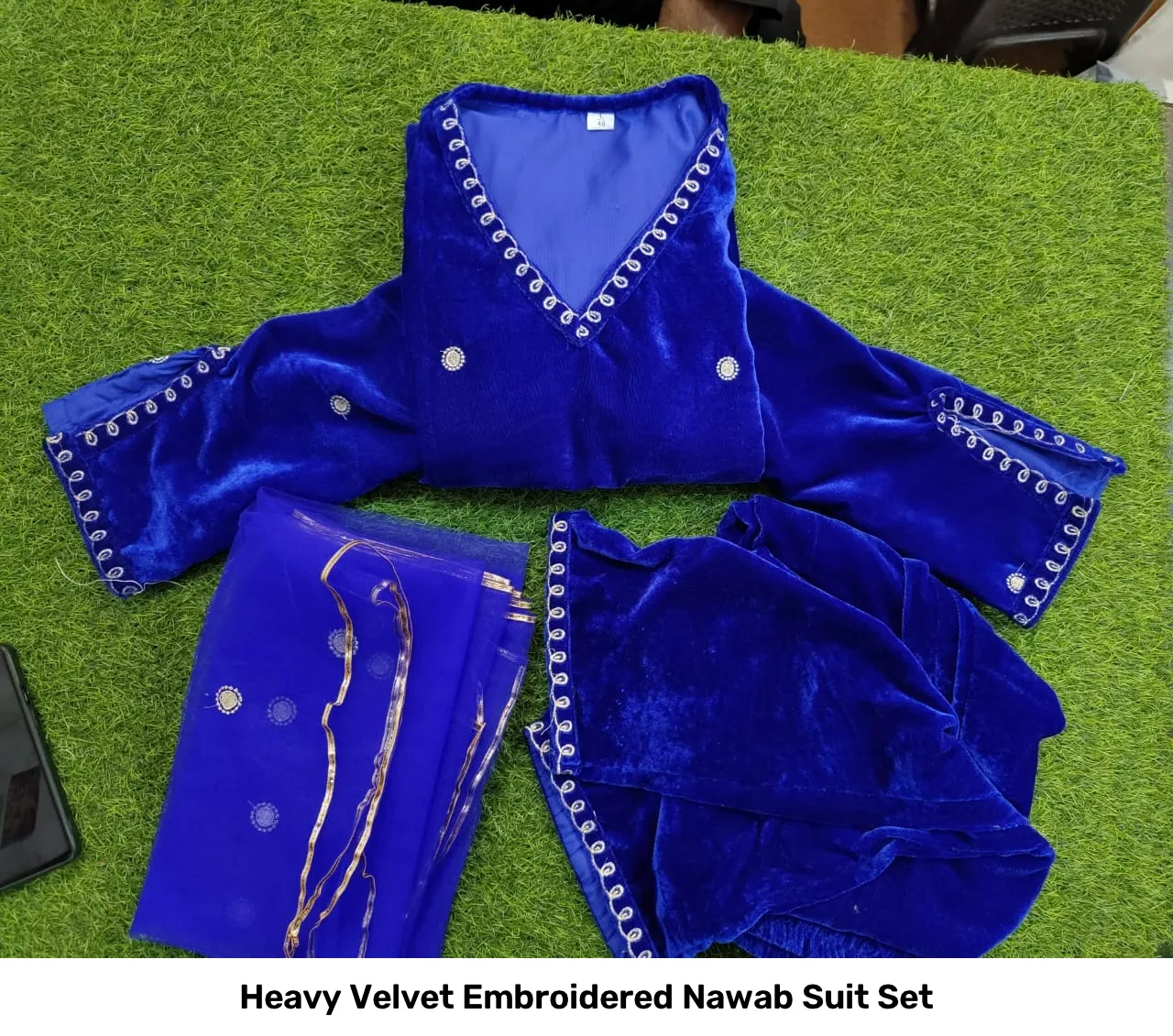 Heavy Velvet Embroidered Nawab Suit Set 2