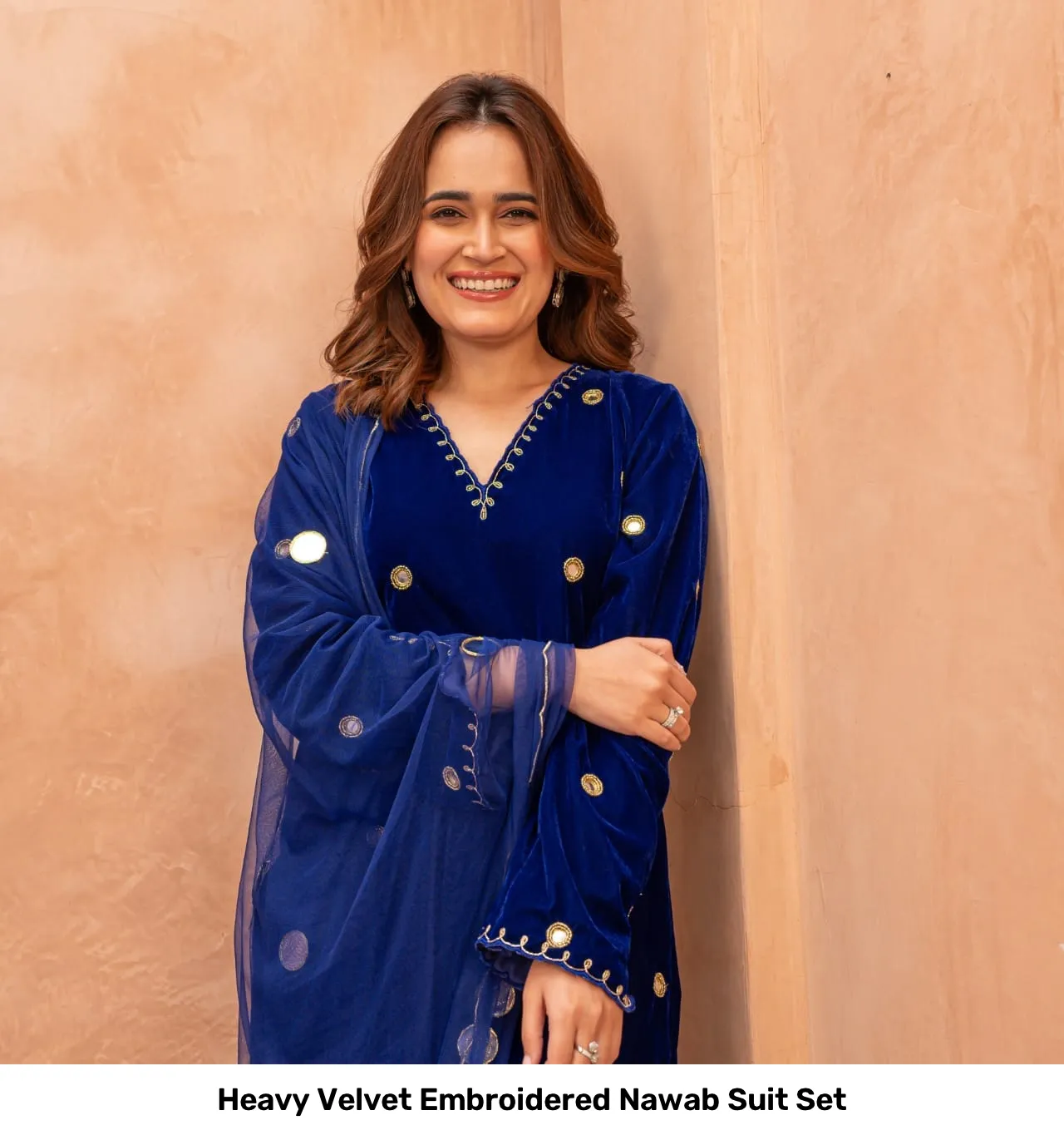 Heavy Velvet Embroidered Nawab Suit Set 3