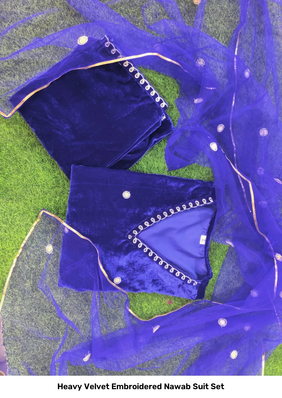 Heavy Velvet Embroidered Nawab Suit Set 6