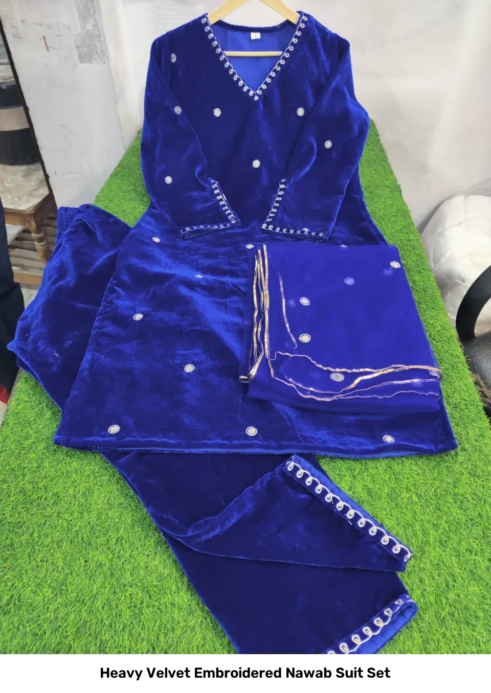Heavy Velvet Embroidered Nawab Suit Set 7