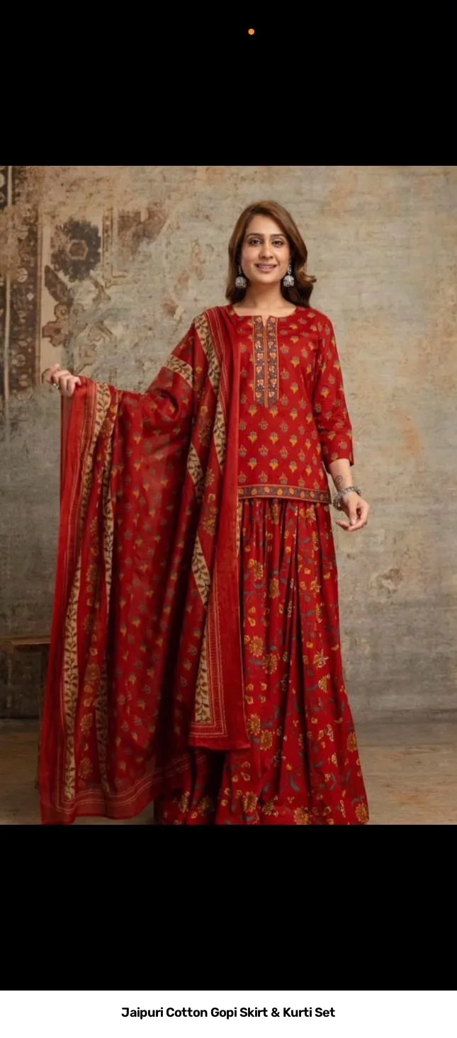 Jaipuri Cotton Gopi Skirt & Kurti Set 10