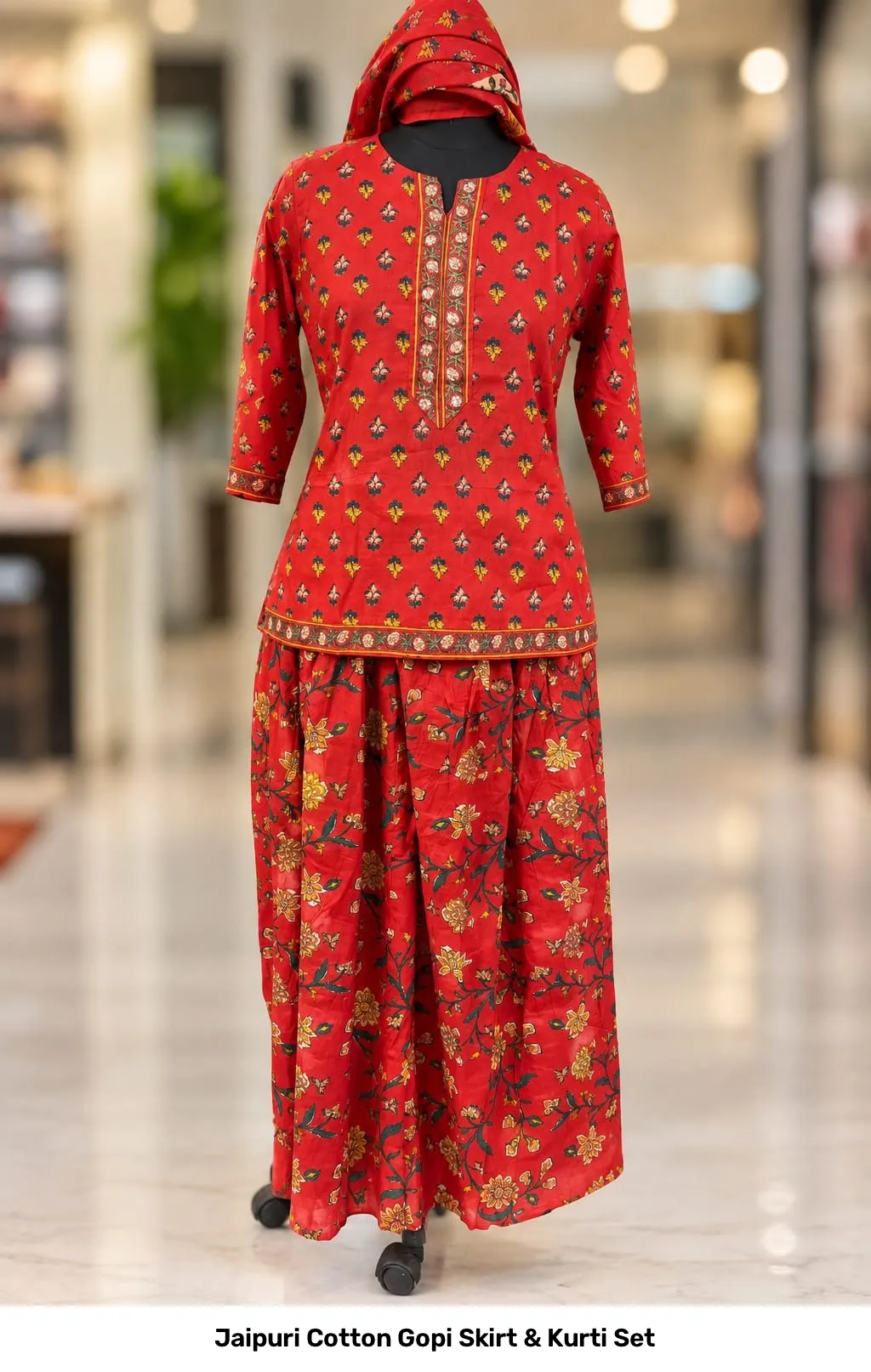 Jaipuri Cotton Gopi Skirt & Kurti Set 11