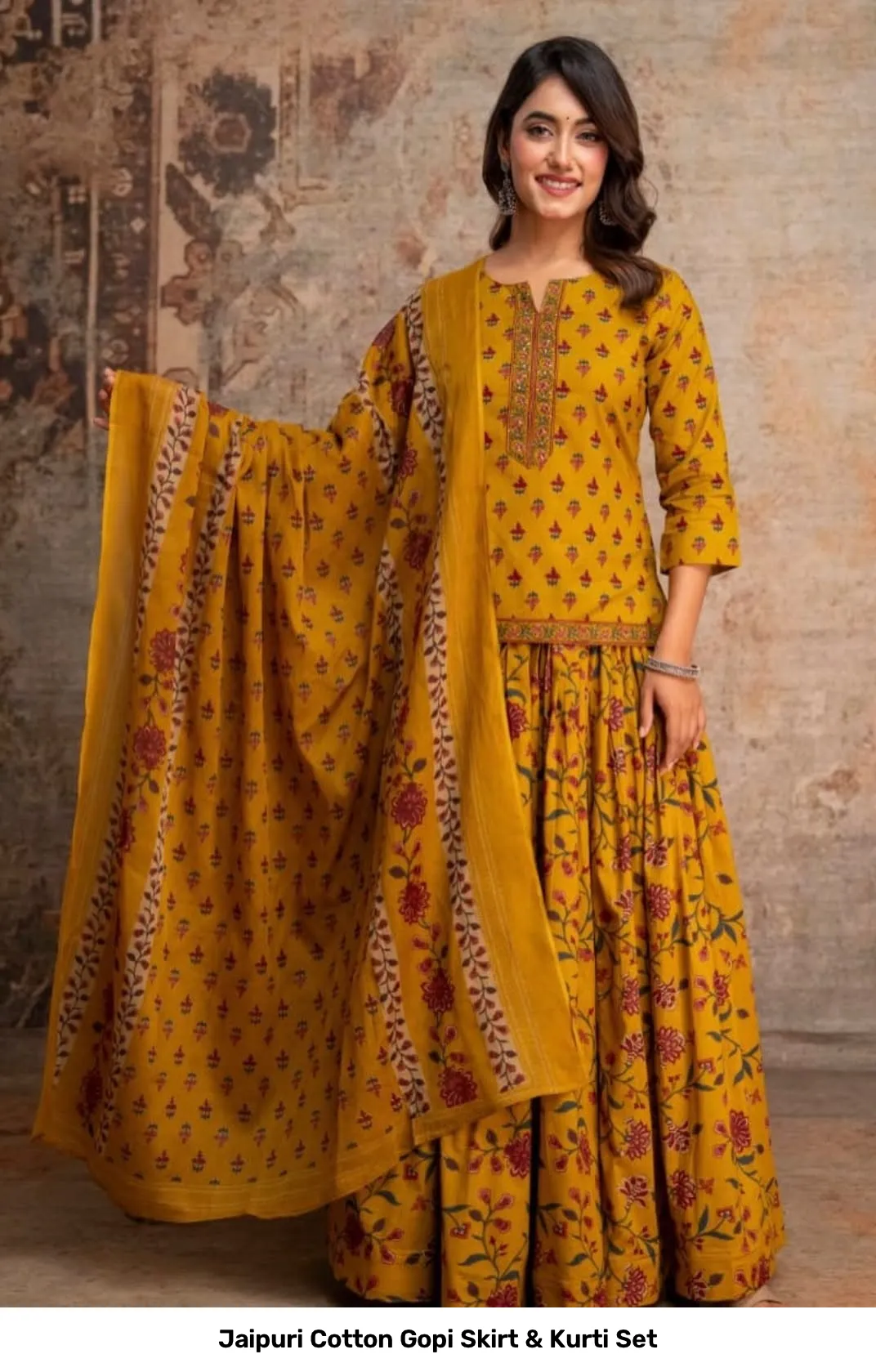 Jaipuri Cotton Gopi Skirt & Kurti Set 15