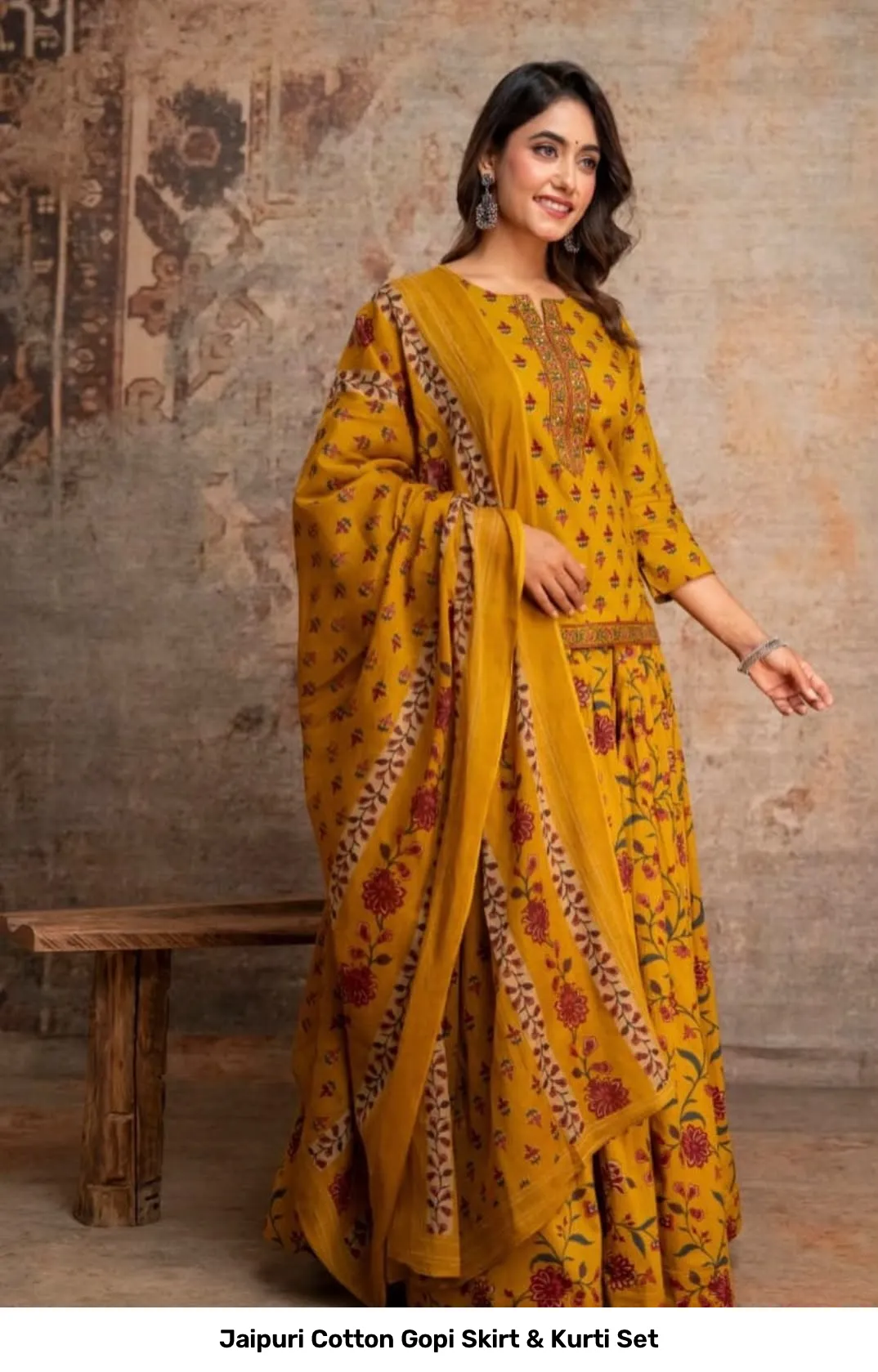 Jaipuri Cotton Gopi Skirt & Kurti Set 16
