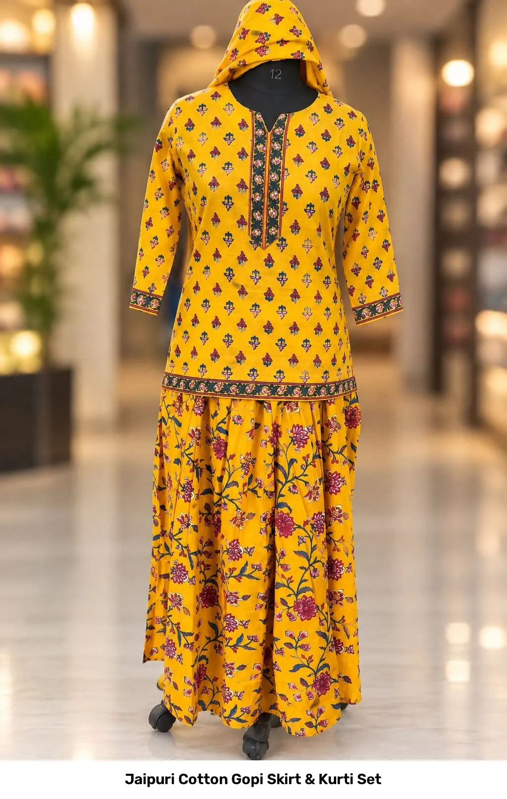 Jaipuri Cotton Gopi Skirt & Kurti Set 17