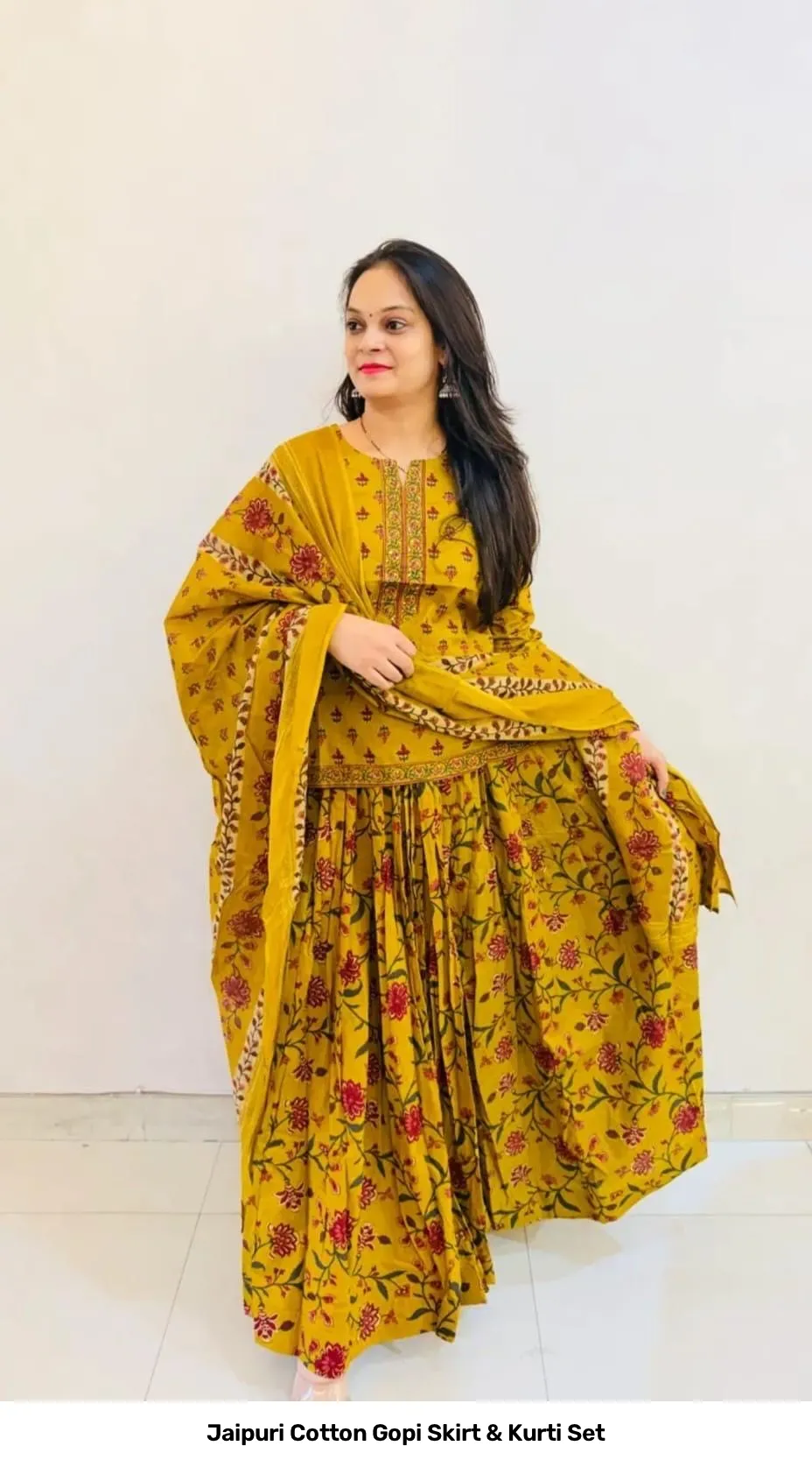 Jaipuri Cotton Gopi Skirt & Kurti Set 18