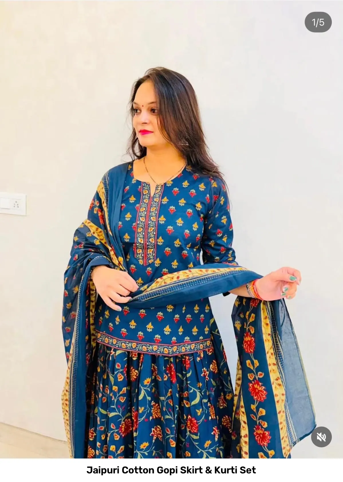 Jaipuri Cotton Gopi Skirt & Kurti Set 19