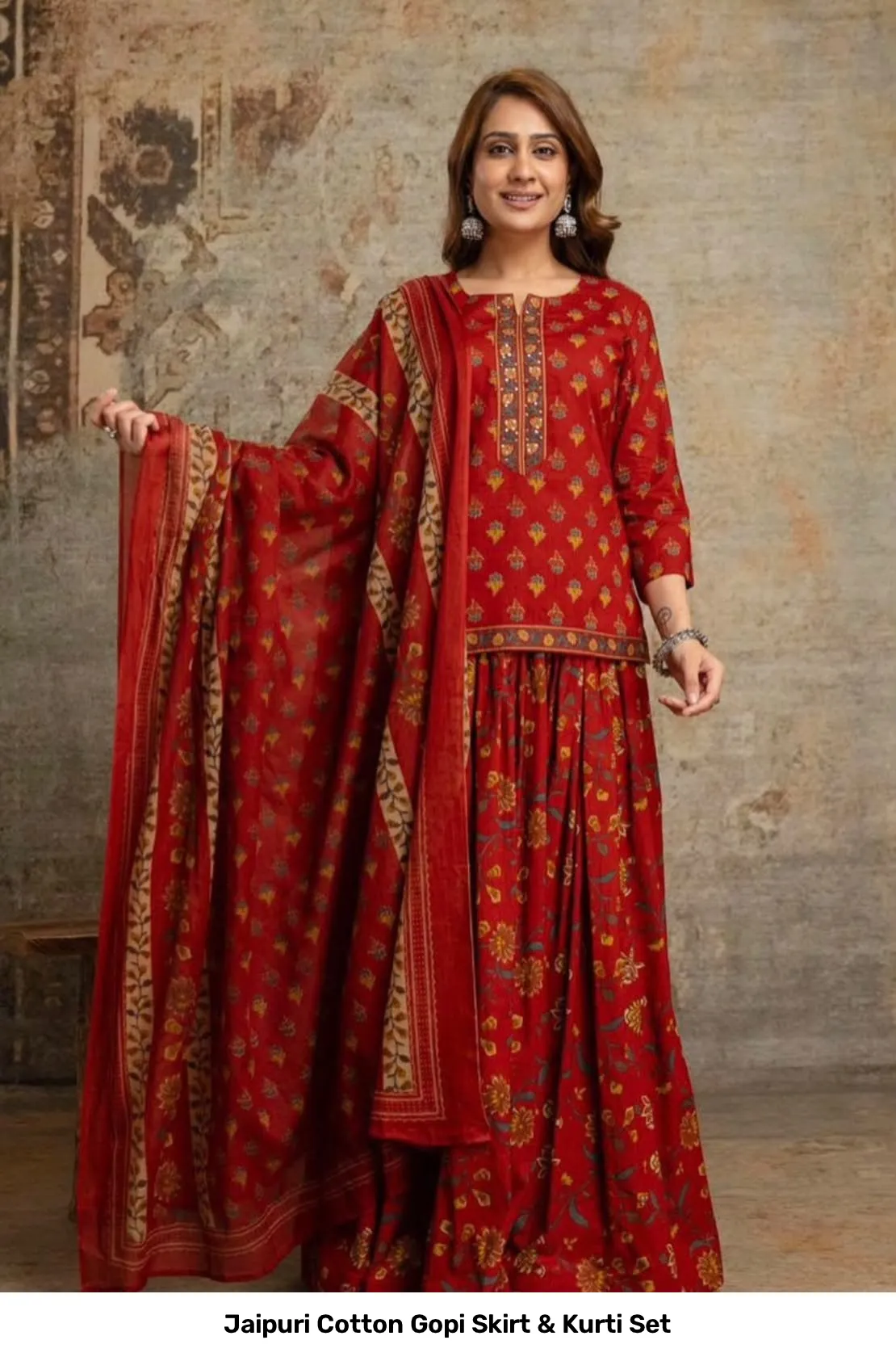 Jaipuri Cotton Gopi Skirt & Kurti Set 20