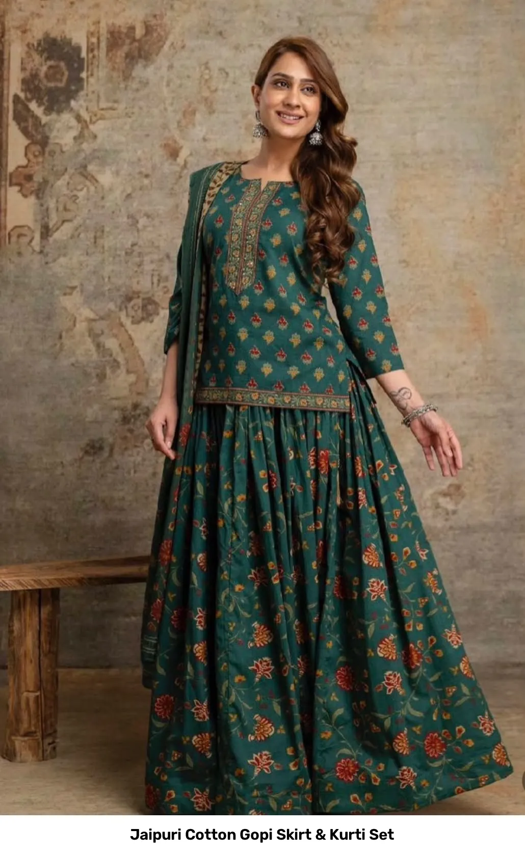 Jaipuri Cotton Gopi Skirt & Kurti Set 21