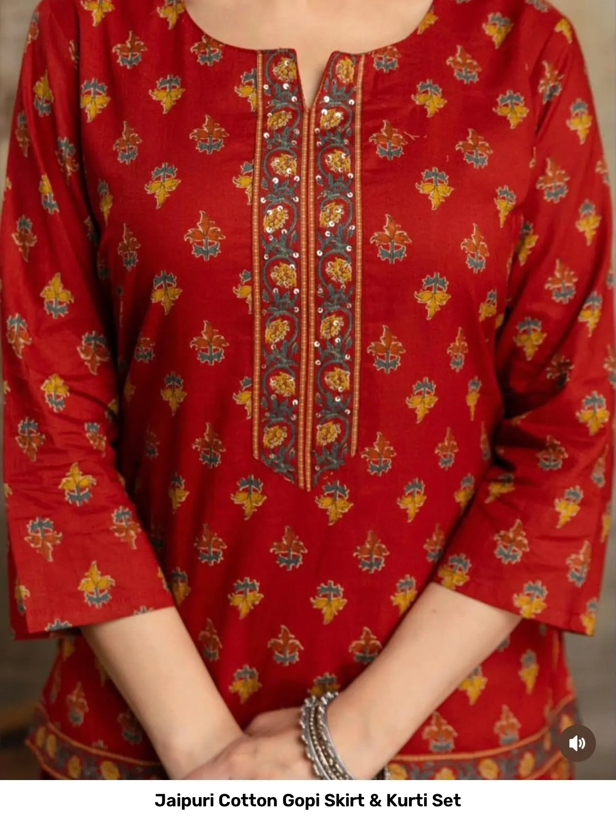 Jaipuri Cotton Gopi Skirt & Kurti Set 23