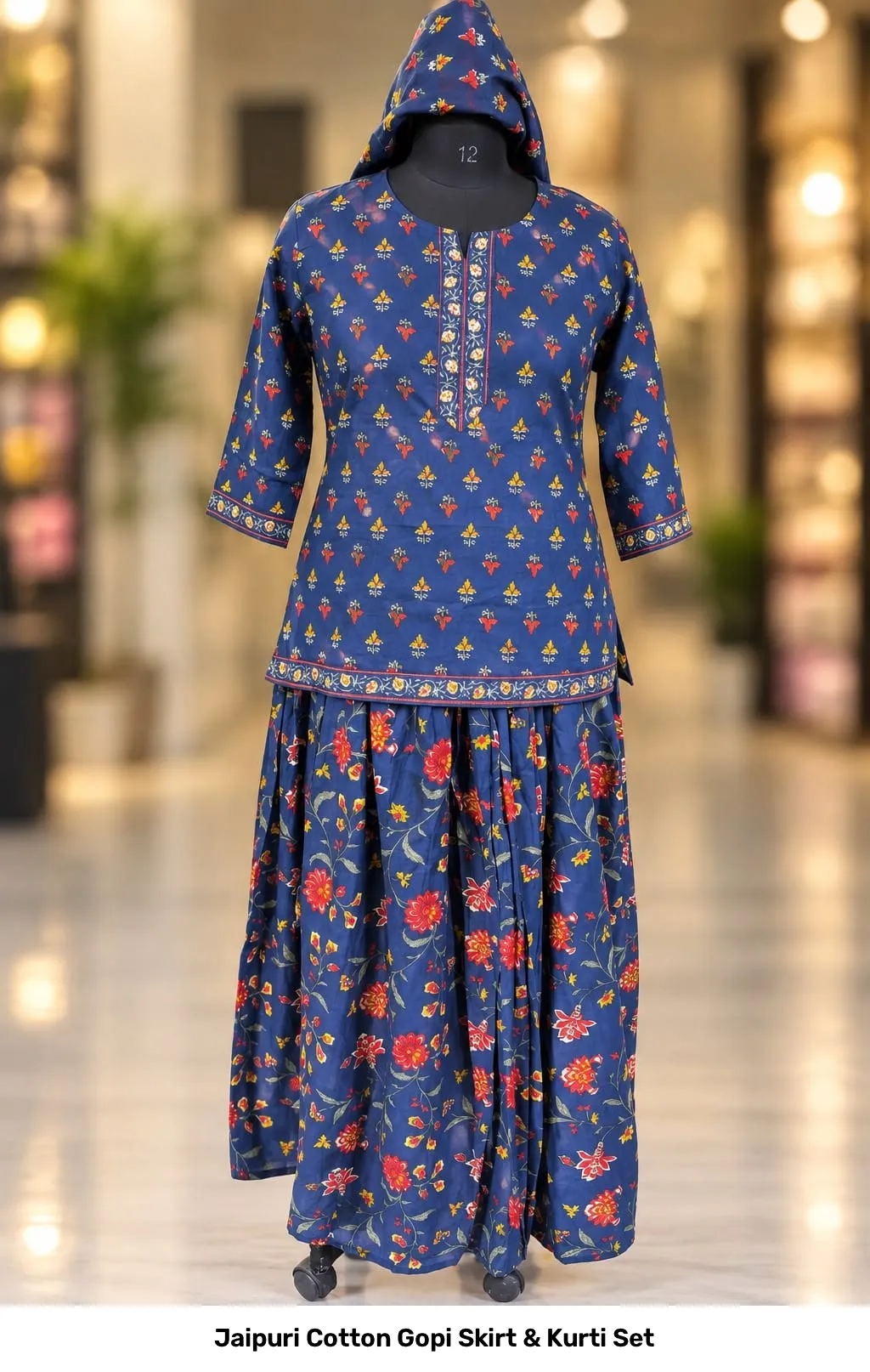 Jaipuri Cotton Gopi Skirt & Kurti Set 25