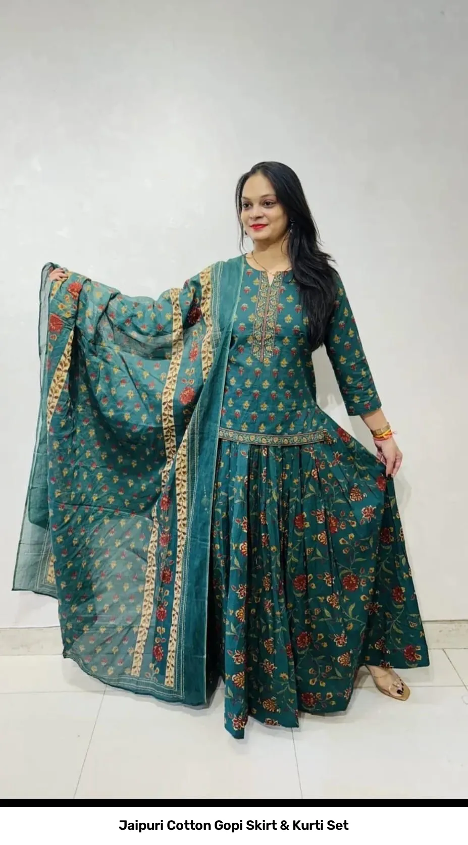 Jaipuri Cotton Gopi Skirt & Kurti Set 26