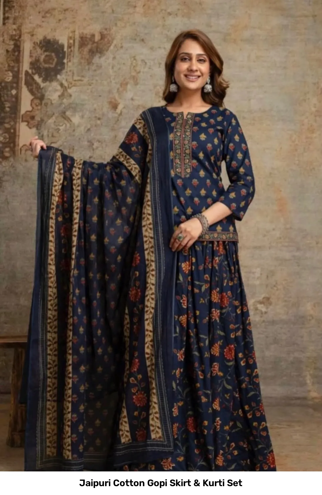 Jaipuri Cotton Gopi Skirt & Kurti Set 3