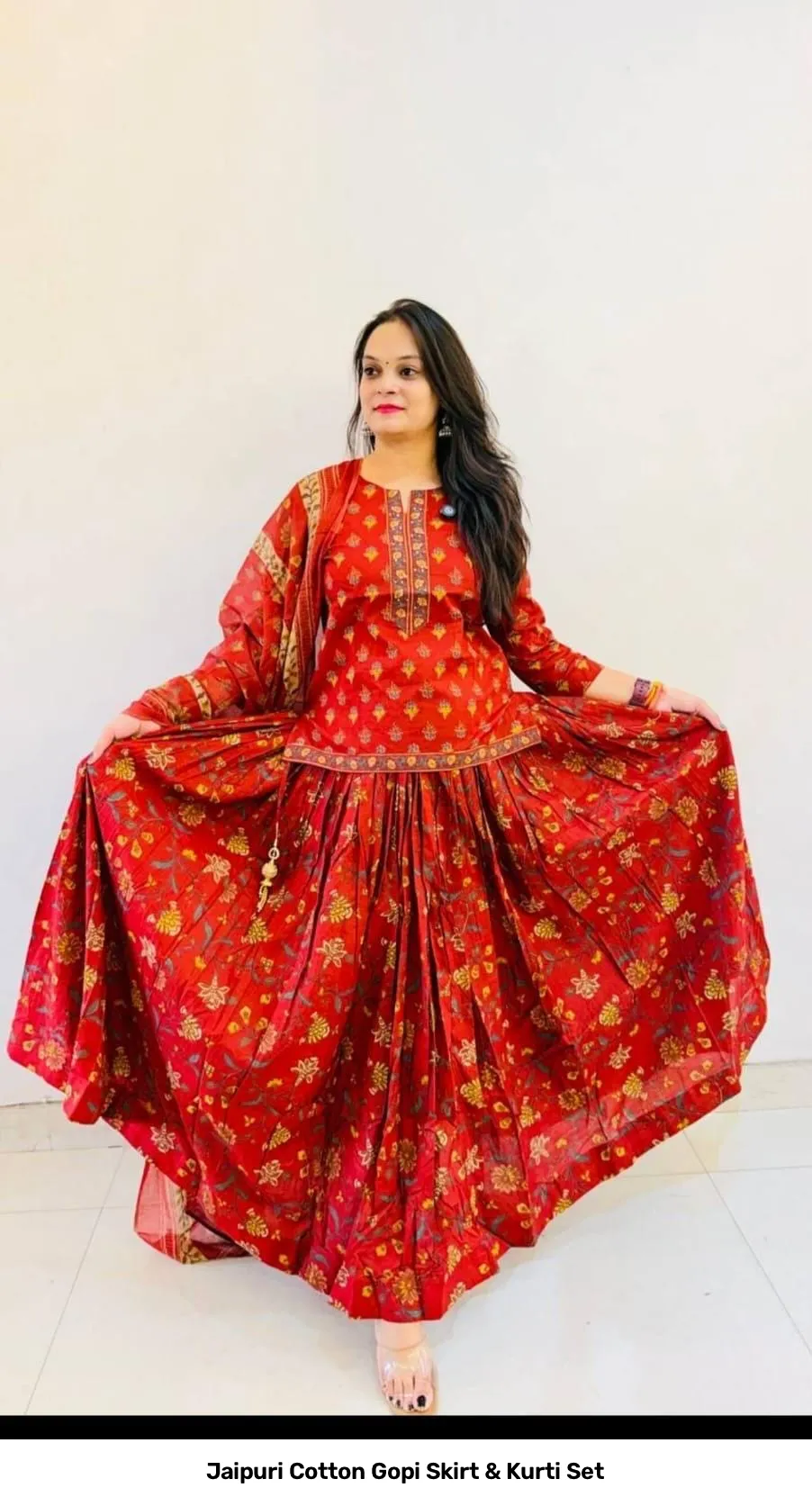 Jaipuri Cotton Gopi Skirt & Kurti Set 5
