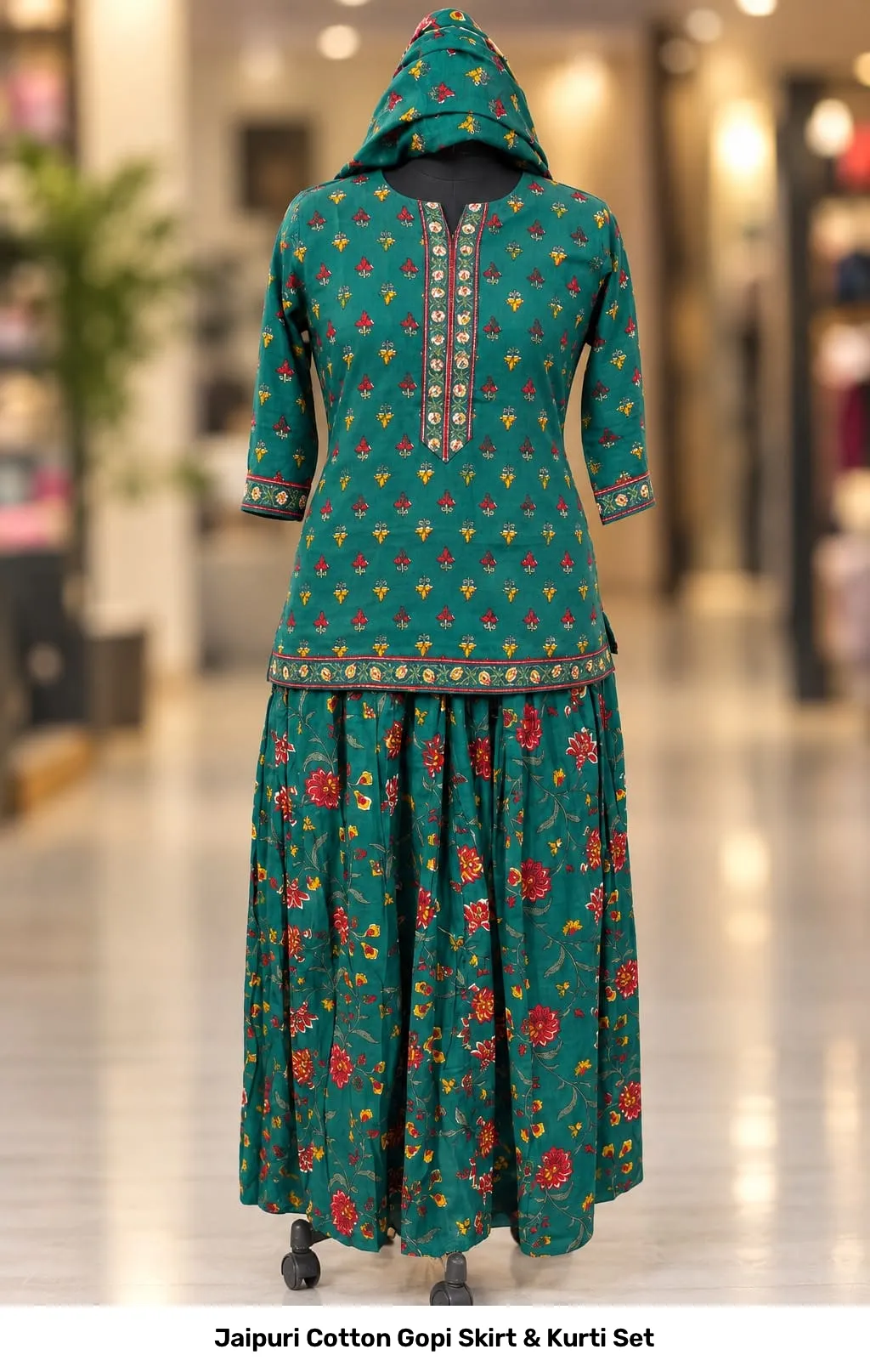 Jaipuri Cotton Gopi Skirt & Kurti Set 7